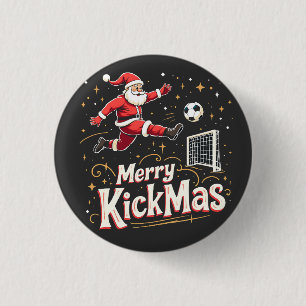 Merry Kickmas Funny Santa Claus Fußballfans Button