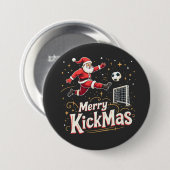 Merry Kickmas Funny Santa Claus Fußballfans Button (Vorne & Hinten)
