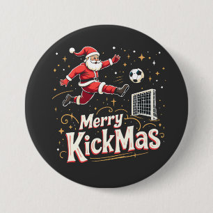 Merry Kickmas Funny Santa Claus Fußballfans Button