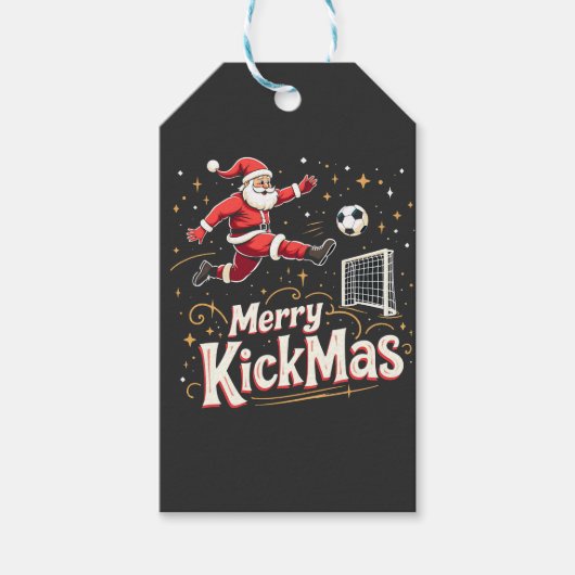 Merry Kickmas Funny Santa Claus Fußballfans Geschenkanhänger (Vorderseite)