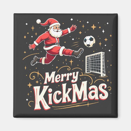 Merry Kickmas Funny Santa Claus Fußballfans Magnet (Vorne)