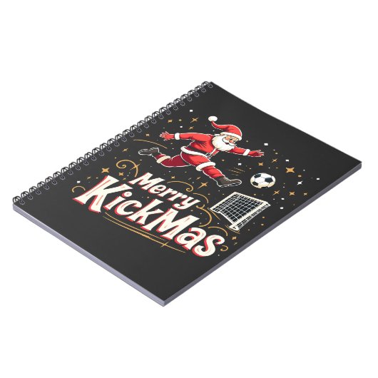 Merry Kickmas Funny Santa Claus Fußballfans Notizblock (Linke Seite)