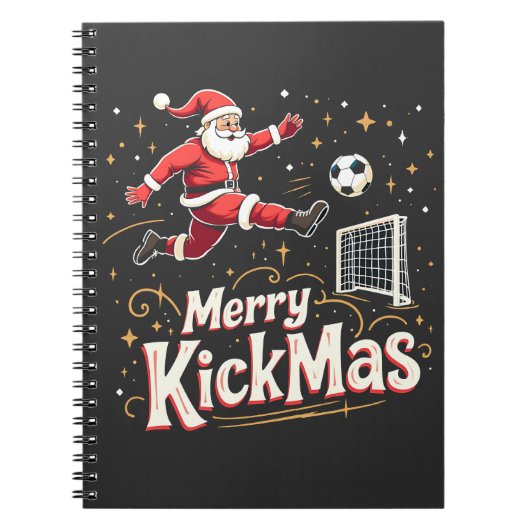 Merry Kickmas Funny Santa Claus Fußballfans Notizblock (Vorderseite)
