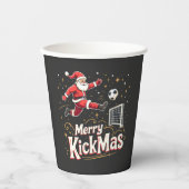 Merry Kickmas Funny Santa Claus Fußballfans Pappbecher (Vorderseite)
