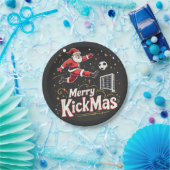 Merry Kickmas Funny Santa Claus Fußballfans Pappteller (Party)