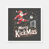 Merry Kickmas Funny Santa Claus Fußballfans Serviette (Vorderseite)