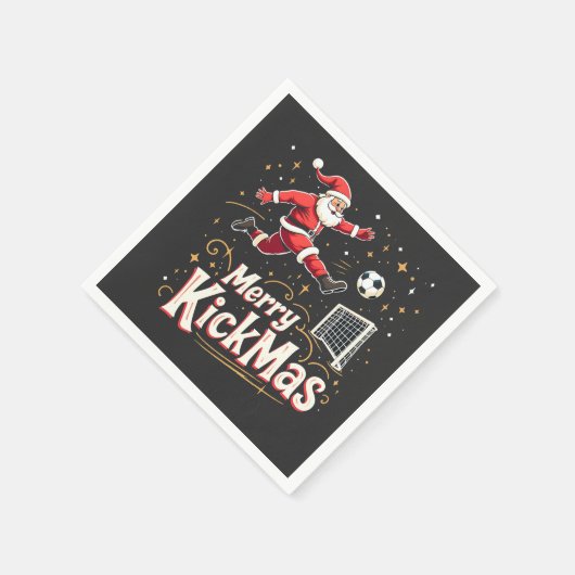 Merry Kickmas Funny Santa Claus Fußballfans Serviette (Ecke)