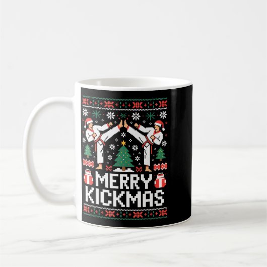 Merry Kickmas Karate Jiu Jitsu Ugly Christmas Desi Kaffeetasse (Links)