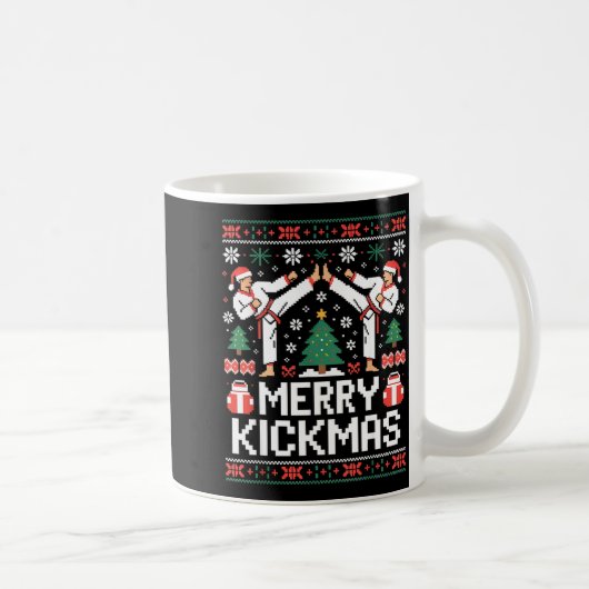 Merry Kickmas Karate Jiu Jitsu Ugly Christmas Desi Kaffeetasse (Rechts)