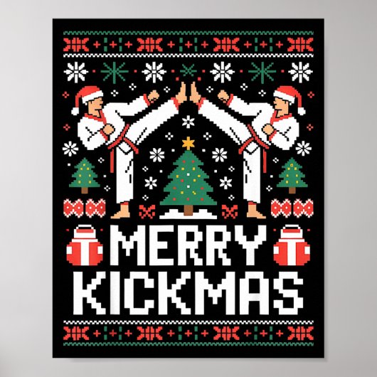 Merry Kickmas Karate Jiu Jitsu Ugly Christmas Desi Poster (Vorne)