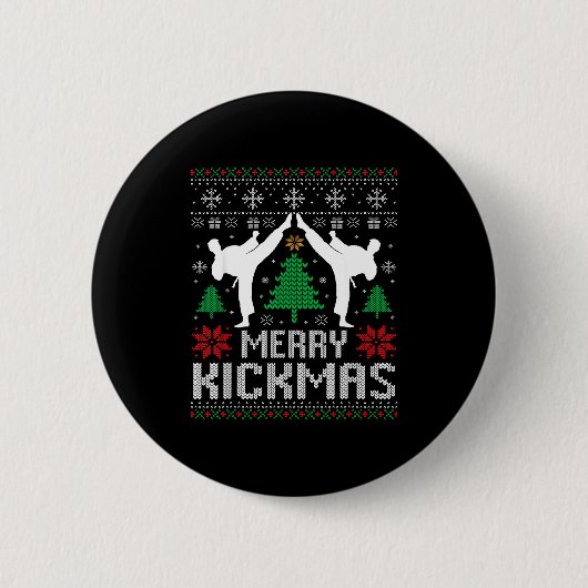 Merry Kickmas Karate Jiu Jitsu Ugly Christmas Xmas Button (Vorderseite)