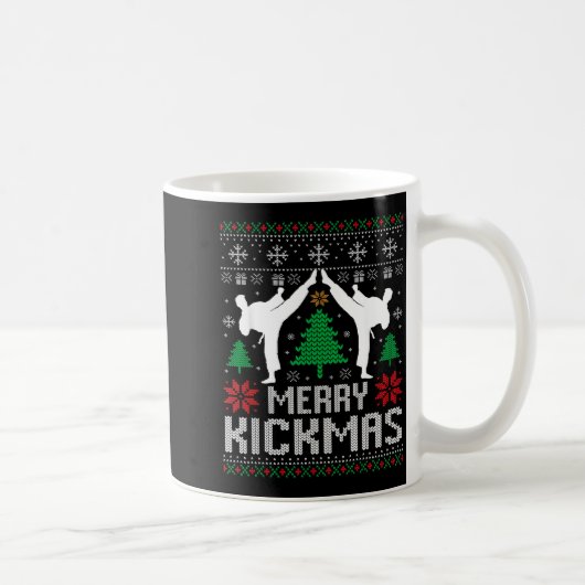 Merry Kickmas Karate Jiu Jitsu Ugly Christmas Xmas Kaffeetasse (Rechts)