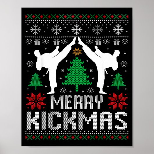 Merry Kickmas Karate Jiu Jitsu Ugly Christmas Xmas Poster (Vorne)