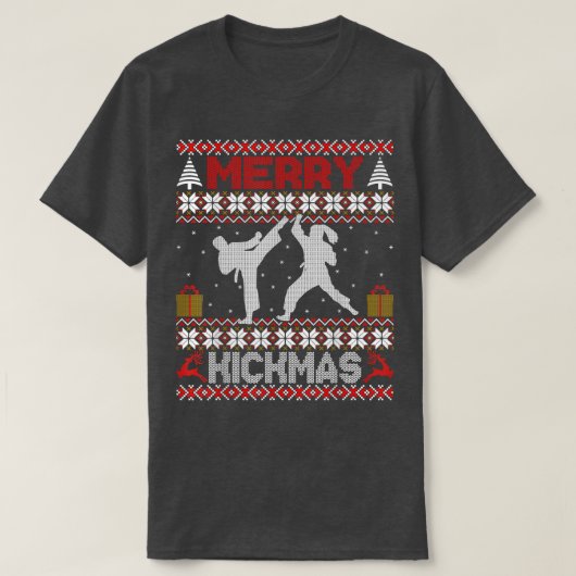 Merry Kickmas Karate Martial Arts Ugly Christmas S T-Shirt (Design vorne)