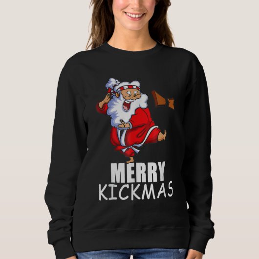 Merry Kickmas Karate Santa Family Matching Pajama Sweatshirt (Vorderseite)
