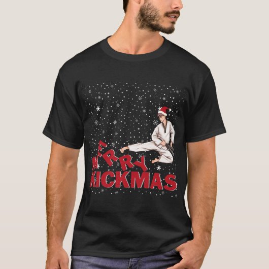 Merry Kickmas Karate Weihnachtsgeschenke T-Shirt (Vorderseite)