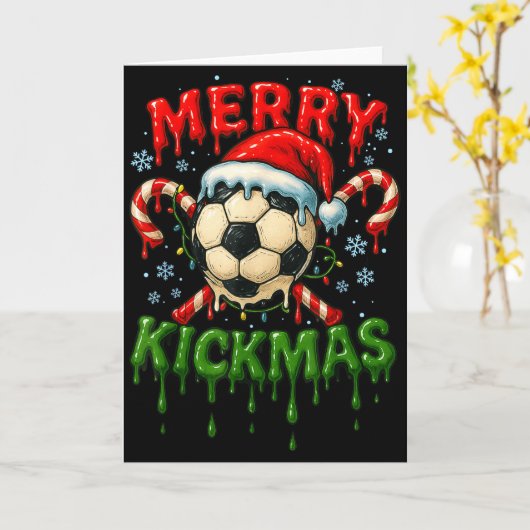 Merry Kickmas Soccer Christmas Candy Cane Ice Crea Karte (Gelbe Blume)