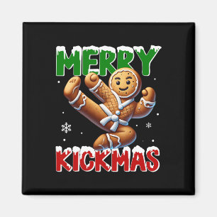 Merry Kickmas Taekwondo Karate Gingerbread Man Mar Magnet