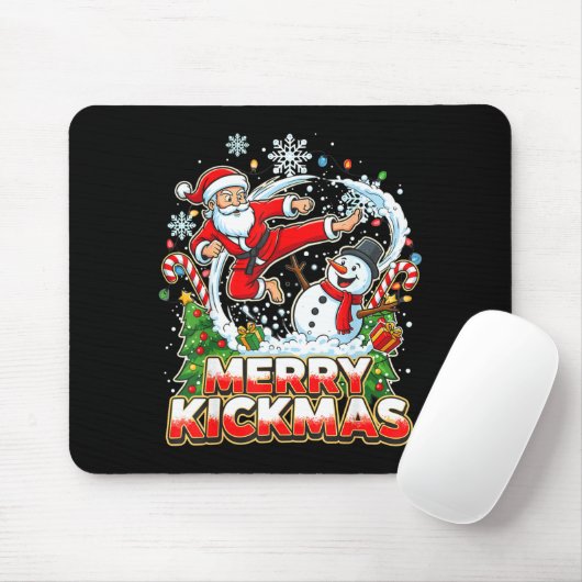 Merry Kickmas Ugly Christmas Jiu Jitsu Funny Santa Mousepad (Mit Mouse)