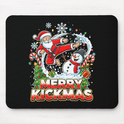 Merry Kickmas Ugly Christmas Jiu Jitsu Funny Santa Mousepad (Vorne)
