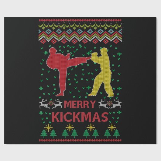 Merry Kickmas Ugly Christmas Karate Jiu Jitsu Geschenkpapier (Flach)