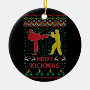 Merry Kickmas Ugly Christmas Karate Jiu Jitsu Keramik Ornament