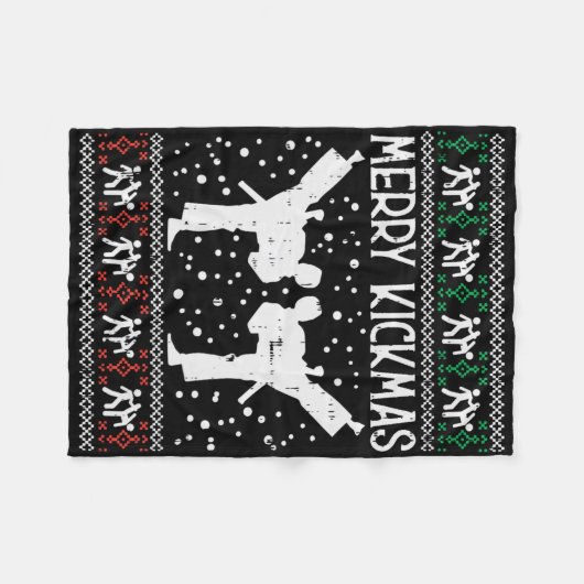 Merry Kickmas Ugly Christmas Karate Jiu Jitsu Mart Fleecedecke (Vorderseite (Horizontal))