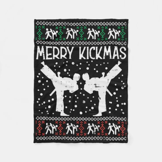 Merry Kickmas Ugly Christmas Karate Jiu Jitsu Mart Fleecedecke (Vorderseite)