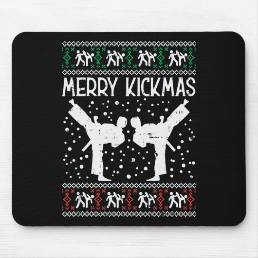 Merry Kickmas Ugly Christmas Karate Jiu Jitsu Mart Mousepad (Vorne)