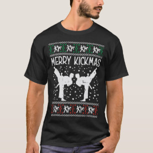 Merry Kickmas Ugly Christmas Karate Jiu Jitsu Mart T-Shirt