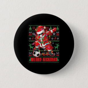 Merry Kickmas Weihnachts Fußball Ball Ugly Youth S Button