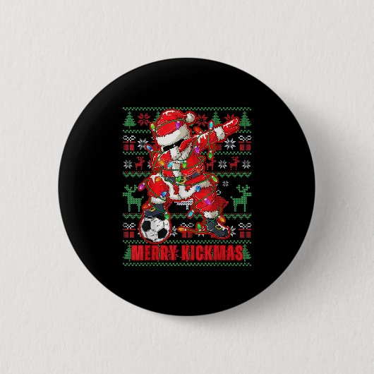 Merry Kickmas Weihnachts Fußball Ball Ugly Youth S Button (Vorderseite)