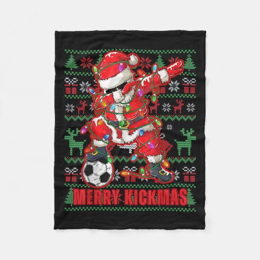 Merry Kickmas Weihnachts Fußball Ball Ugly Youth S Fleecedecke (Vorderseite)