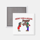 Merry Kiss A Moose Magnet (Vorderseite/Rückseite)