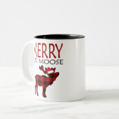 Merry Kiss Elch karierten Elch Familienaufenthalt Zweifarbige Tasse (Vorderseite Links)