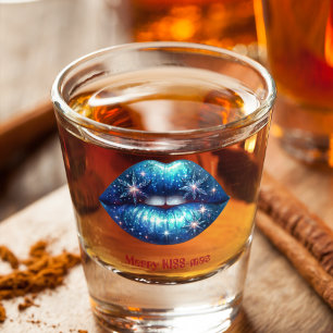 Merry KISS-mas Sparkling Blue Snowflake Liften Schnapsglas