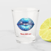 Merry KISS-mas Sparkling Blue Snowflake Liften Schnapsglas (Vorderseite)