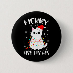 Merry Kiss mein Weihnachtsthema Cat Lovers Geschen Button