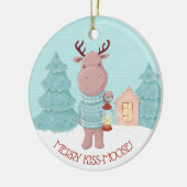Merry Kiss Moose Keramik Ornament (Links)