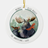 Merry Kiss Moose | Rustikaler Weihnachtsfest Keramik Ornament (Vorne)