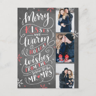 Merry Kisses Warm Holiday Wish   Red Rett Date Ankündigungspostkarte