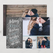 Merry Kisses Warm Wishm | Feiertage | Blau 3-Foto Save The Date (Vorne/Hinten)