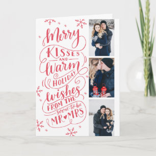 Merry Kisses Warm Wünsche Rett 3 Foto geklappt Feiertagskarte
