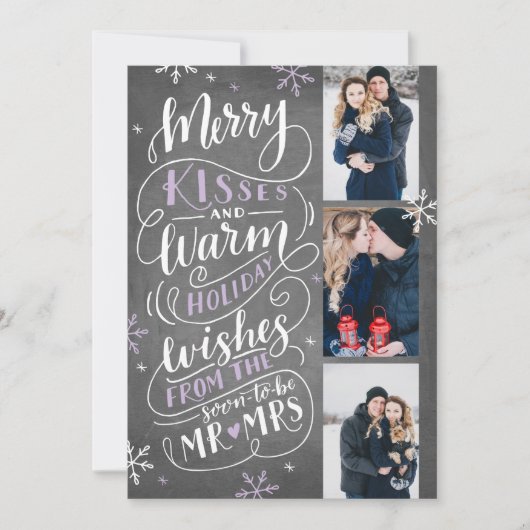 Merry Kisses Warm Wünsche Rett Date 3 Foto Lilac Save The Date (Vorderseite)