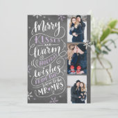 Merry Kisses Warm Wünsche Rett Date 3 Foto Lilac Save The Date (Stehend Vorderseite)