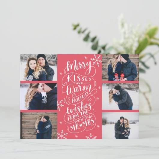 Merry Kisses Warm Wünsche Rett Date 6-Foto Red Save The Date (Stehend Vorderseite)