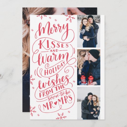 Merry Kisses Warm wünscht Save the Date 3 Foto (Vorne/Hinten)