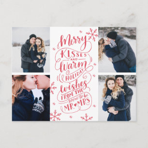 Merry Kisses Warm wünscht Save the Date 4-Foto Ankündigungspostkarte