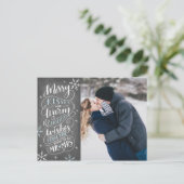 Merry Kisses Warm wünscht Save the Date Foto Ankündigungspostkarte (Stehend Vorderseite)