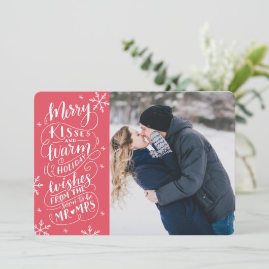 Merry Kisses Warm wünscht Save the Date Foto Red (Stehend Vorderseite)